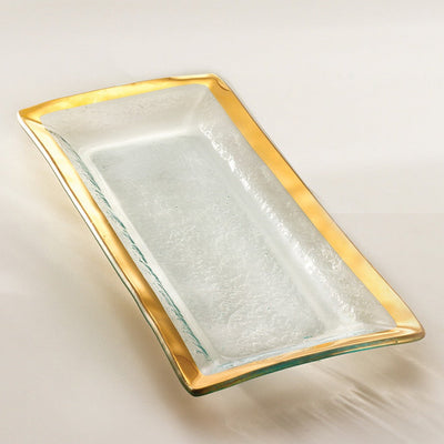 Annieglass Roman Antique Appetizer Tray Dinnerware Annieglass Gold 