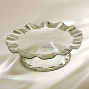 Annieglass Ruffle Pedestal Cake Stand Dinnerware Annieglass Platinum 