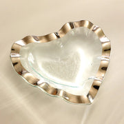 Annieglass Ruffle Heart Bowl - 8" Bowls Annieglass Platinum 
