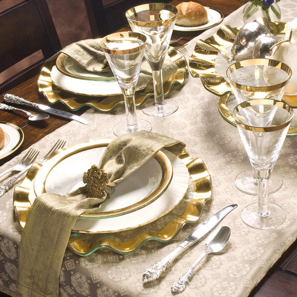 Ciotola Annieglass Ruffle Con Bordo Oro 24k - Vetro Artistico Fatto A Mano Negli USA - Foto 1