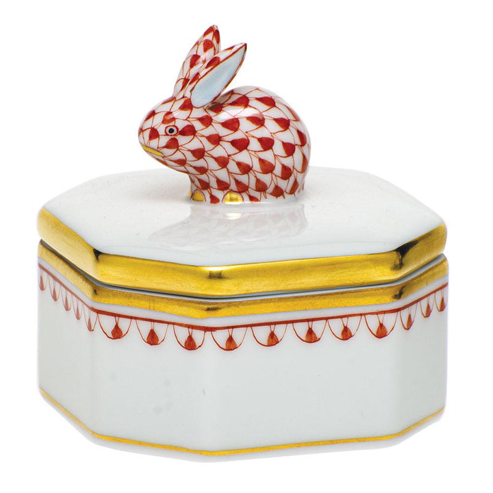 Herend Petite Octagonal Box - Bunny Figurines Herend Box Rust 