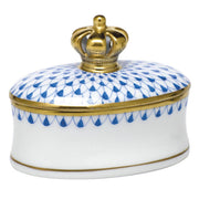 Herend Box W/Crown Figurines Herend Box Blue 