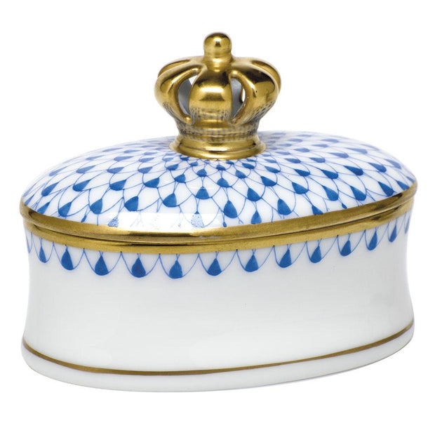 Herend Box W/Crown Figurines Herend Box Blue 