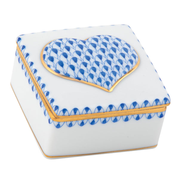 Herend Embossed Heart Box Figurines Herend Box Sapphire 