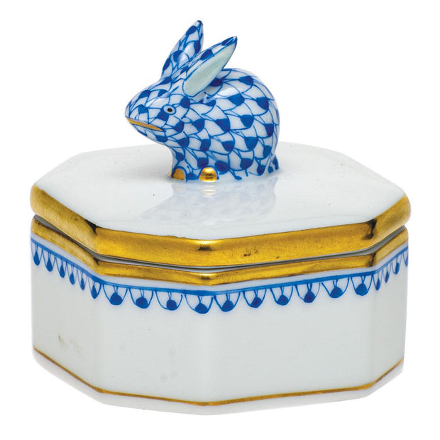 Herend Petite Octagonal Box - Bunny Figurines Herend Box Sapphire 