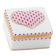 Herend Embossed Heart Box Figurines Herend Box Pink 