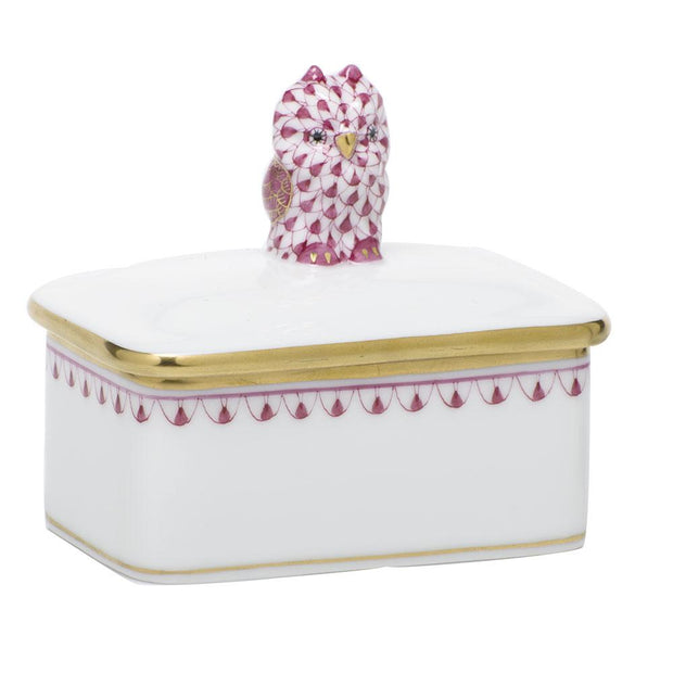 Herend Owl Box Figurines Herend Box Pink 