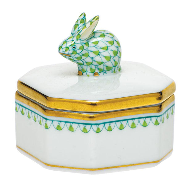Herend Petite Octagonal Box - Bunny Figurines Herend Box Lime 
