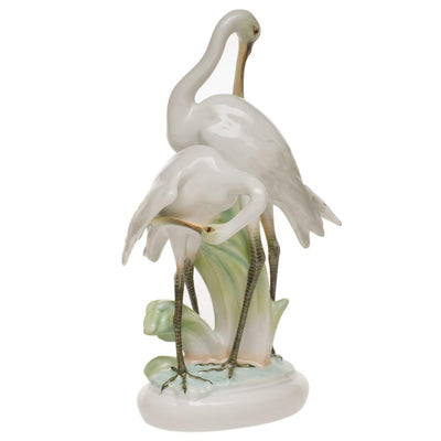 Herend Pair Of Cranes Figurines Herend 