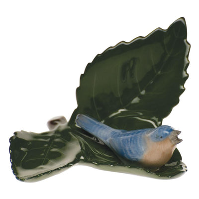 Herend Bird On Leaf - Bluebird Figurines Herend 