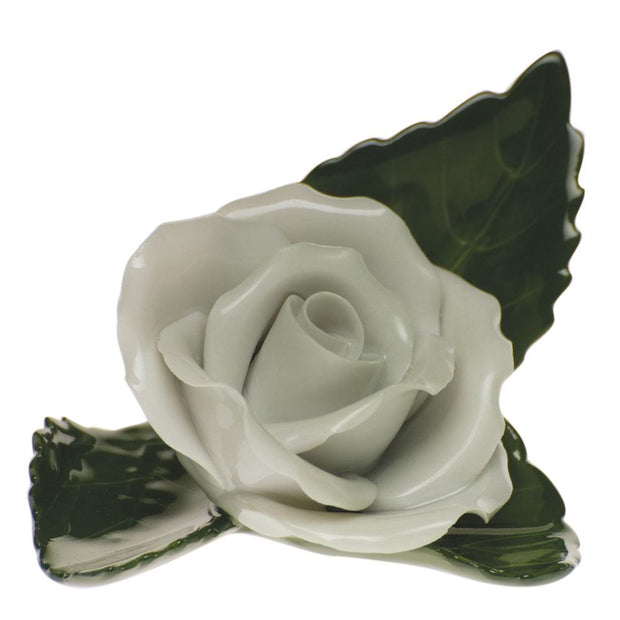 Herend Rose On Leaf Figurines Herend White 