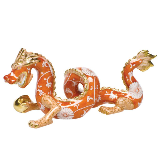 Herend Small Dragon Figurines Herend Chrysanteme Orange Shaded 