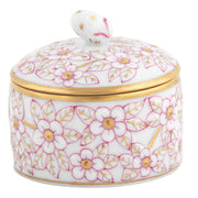 Herend Round Relief Box With Berry Figurines Herend Yellow Pink 