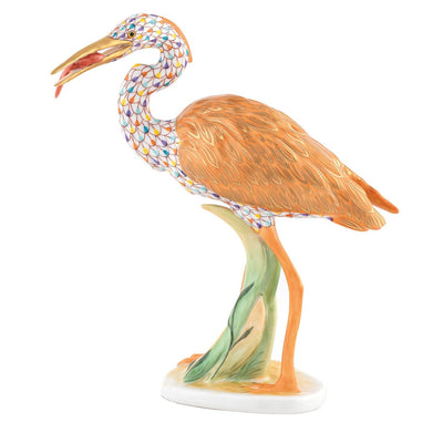 Herend Heron With Fish Figurine - Limited Edition Figurines Herend 