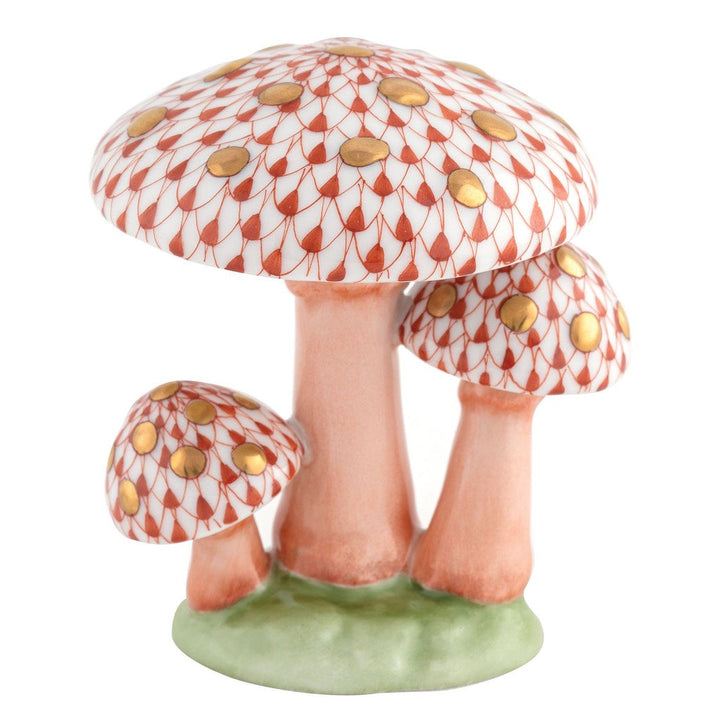 Herend Mushroom Trio Figurine Figurines Herend Rust 