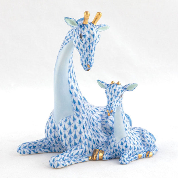 Herend Mother & Baby Giraffe Figurines Herend Blue 