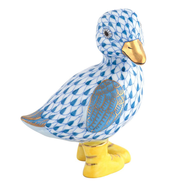 Herend Duckling in Boots Figurine Figurines Herend Blue 
