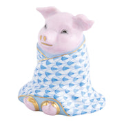 Herend Pig In a Blanket Figurine Figurines Herend Blue 