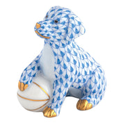 Herend Dog With Ball Figurine Figurines Herend Blue 