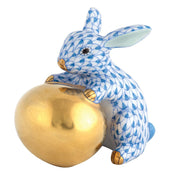 Herend Bunny With Egg Figurine Figurines Herend Blue 