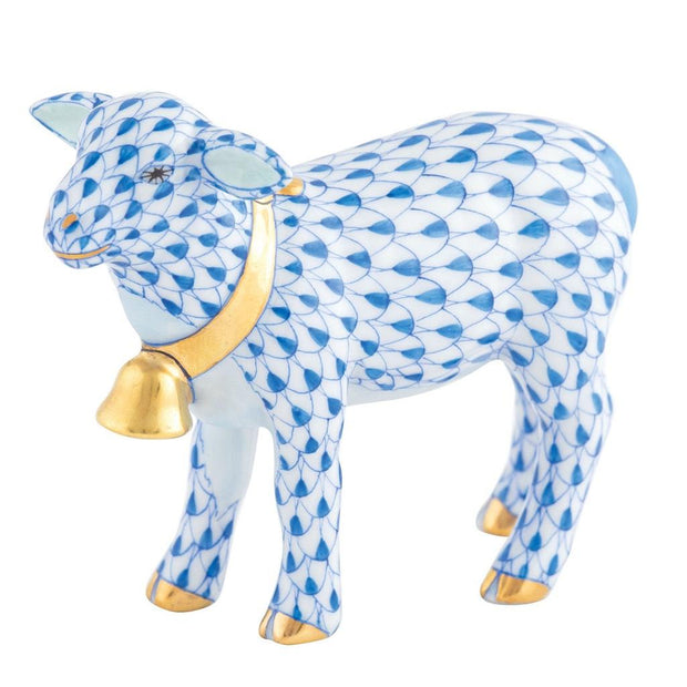 Herend Lamb With Bell Figurine Figurines Herend Blue 