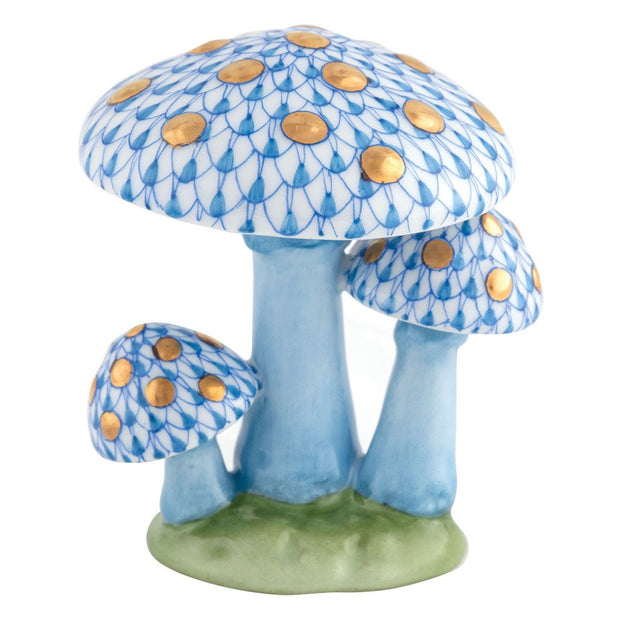 Herend Mushroom Trio Figurine Figurines Herend Blue 