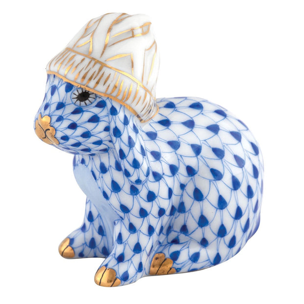 Herend Bunny With Winter Hat Figurine Figurines Herend Sapphire 