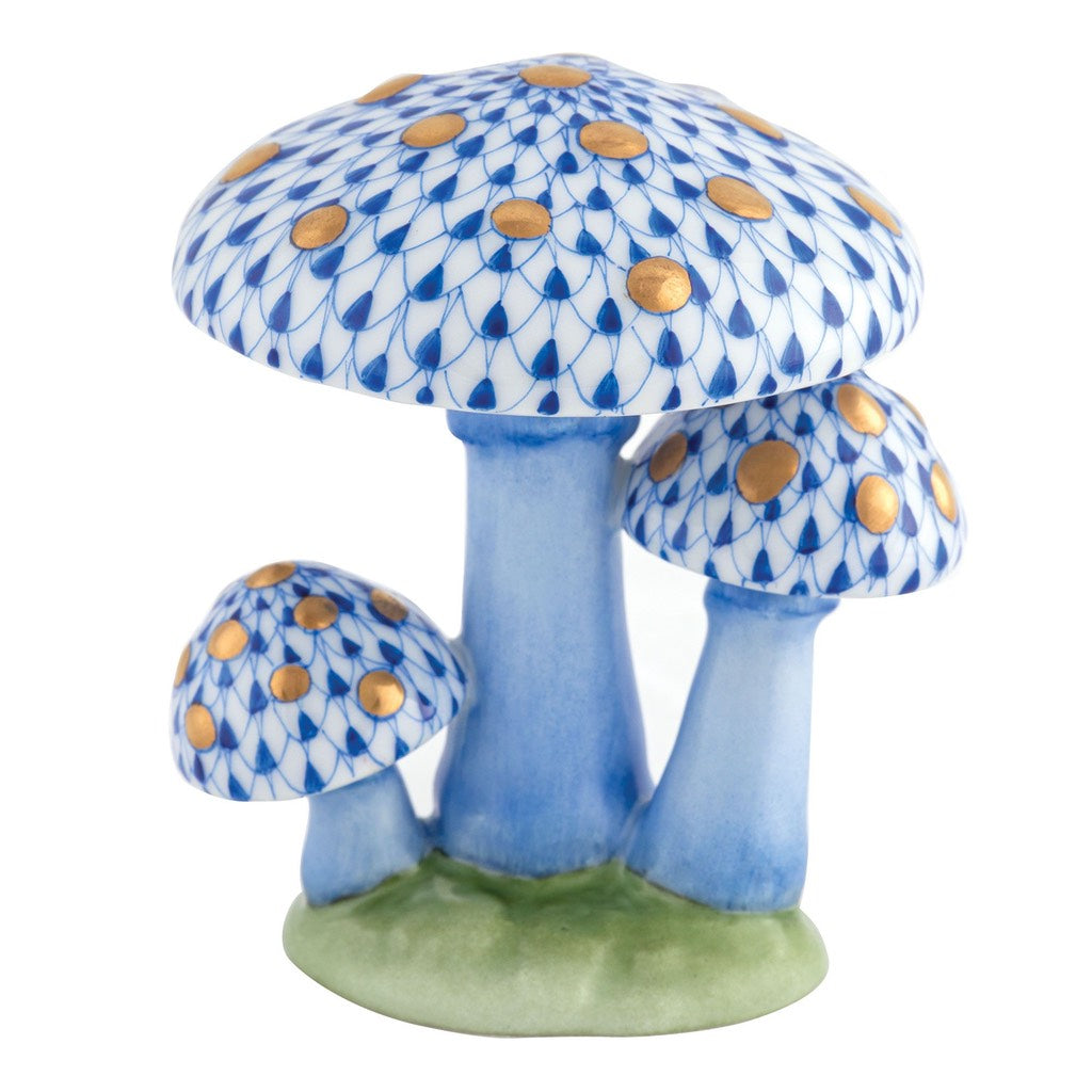 Herend Mushroom Trio Figurine Figurines Herend Sapphire 