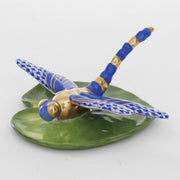 Herend Dragonfly on Lily Pad Figurine Figurines Herend Sapphire 