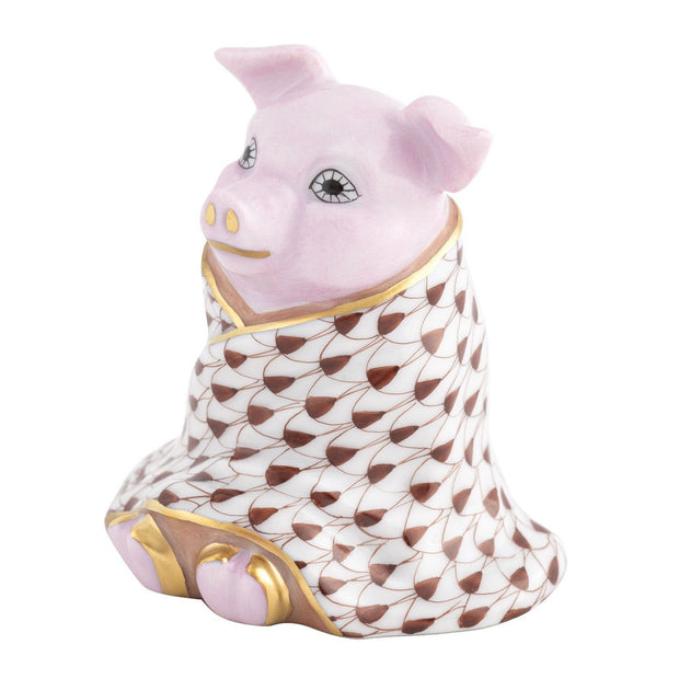 Herend Pig In a Blanket Figurine Figurines Herend Chocolate 