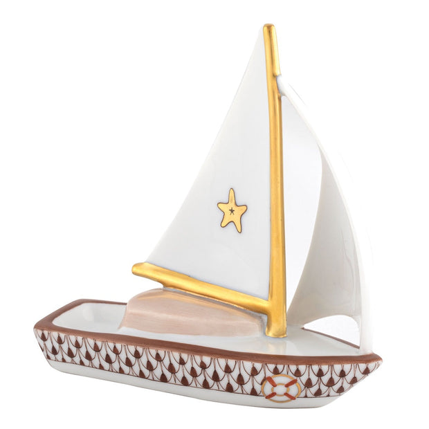 Herend Sailboat At Sea Figurine Figurines Herend Chocolate 
