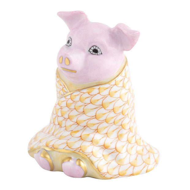 Herend Pig In a Blanket Figurine Figurines Herend Butterscotch 