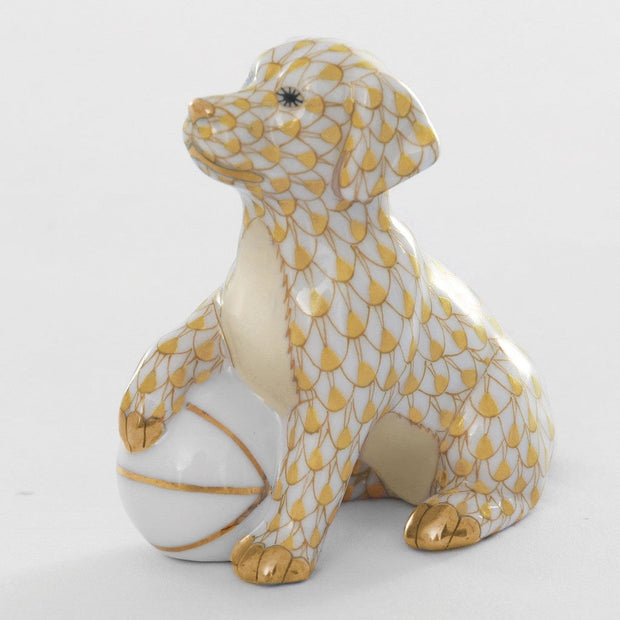 Herend Dog With Ball Figurine Figurines Herend Butterscotch 