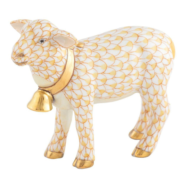 Herend Lamb With Bell Figurine Figurines Herend Butterscotch 