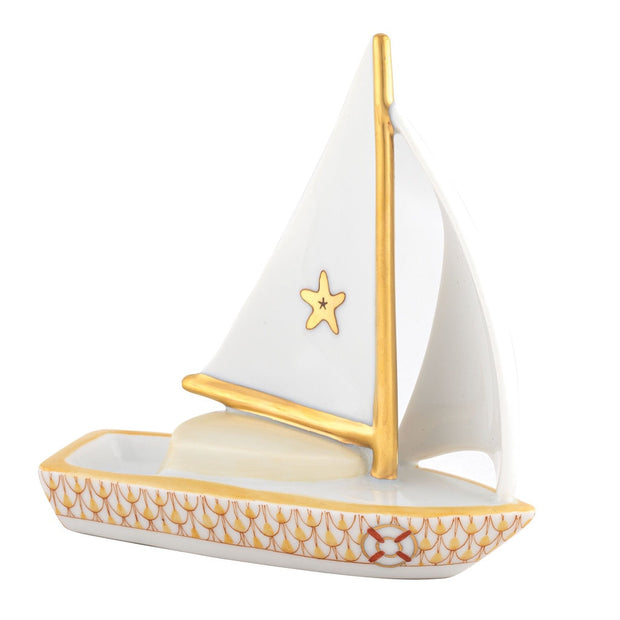Herend Sailboat At Sea Figurine Figurines Herend Butterscotch 