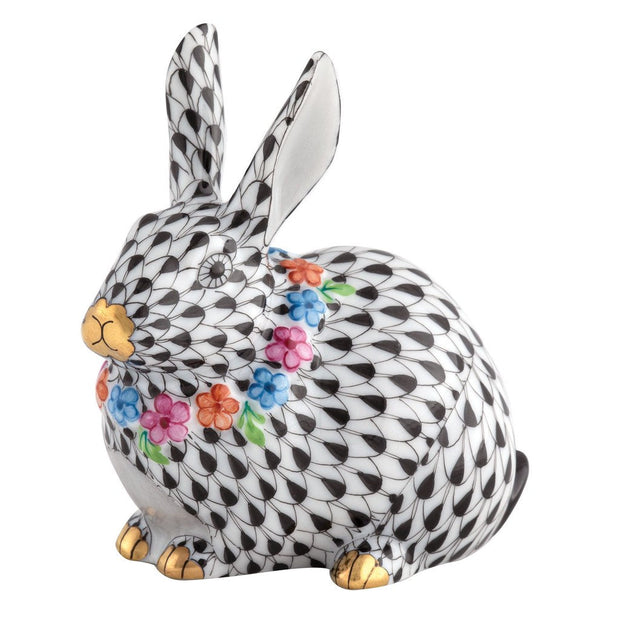 Herend Flower Bunny Figurine Figurines Herend Black 