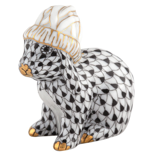 Herend Bunny With Winter Hat Figurine Figurines Herend Black 