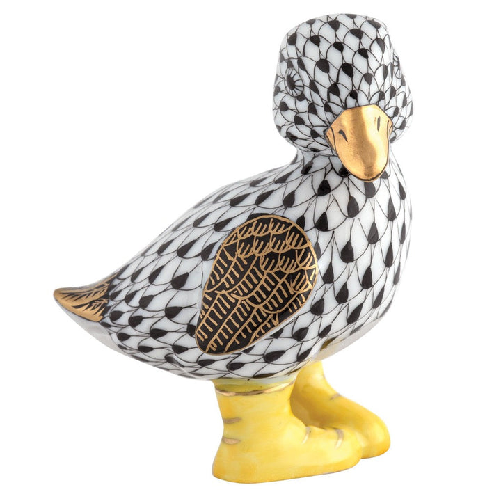 Herend Duckling in Boots Figurine Figurines Herend Black 