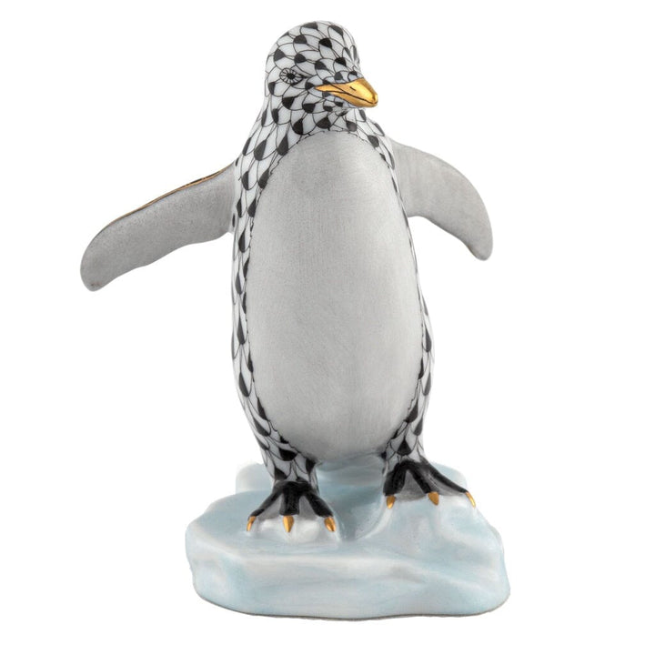 Herend Waddling Penguin Figurine Figurines Herend Black 