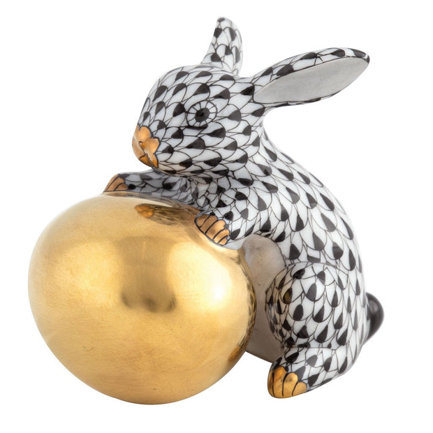 Herend Bunny With Egg Figurine Figurines Herend Black 