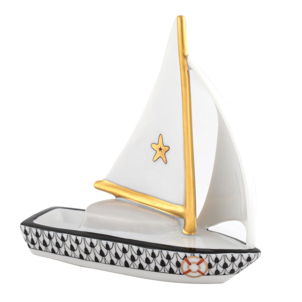 Herend Sailboat At Sea Figurine Figurines Herend Black 