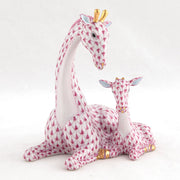 Herend Mother & Baby Giraffe Figurines Herend Raspberry (Pink) 