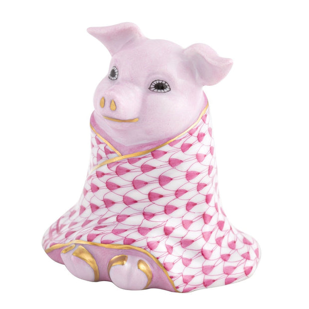 Herend Pig In a Blanket Figurine Figurines Herend Raspberry (Pink) 