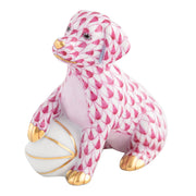 Herend Dog With Ball Figurine Figurines Herend Raspberry (Pink) 