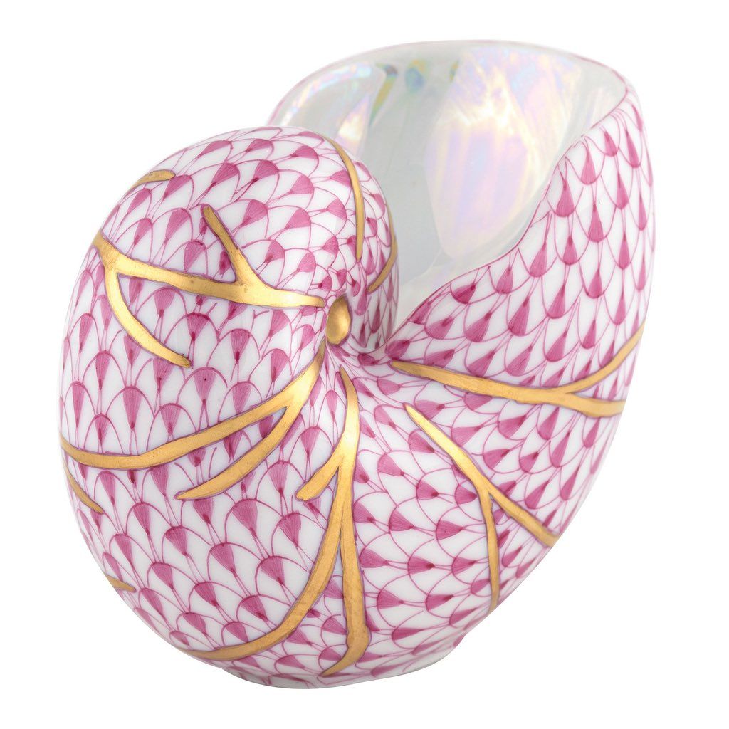 Herend Small Nautilus Figurine Figurines Herend Raspberry (Pink) 