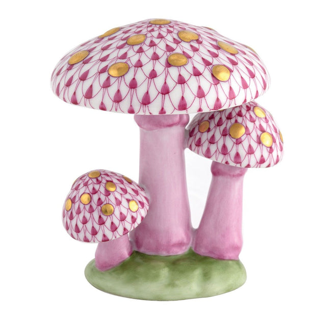 Herend Mushroom Trio Figurine Figurines Herend Raspberry (Pink) 