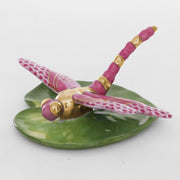Herend Dragonfly on Lily Pad Figurine Figurines Herend Raspberry (Pink) 