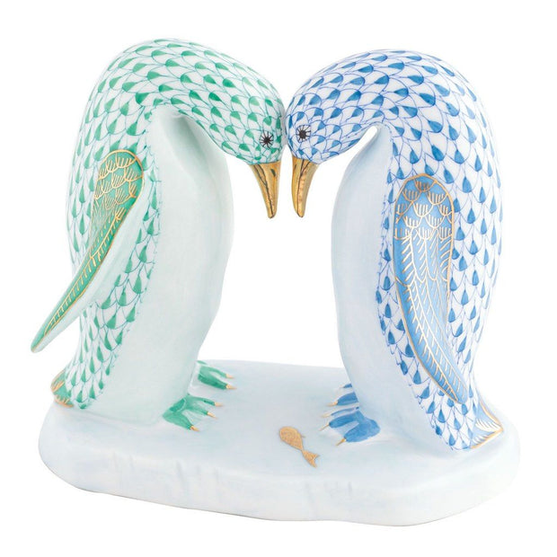 Herend Pair of Penguins Figurine Figurines Herend Blue-Green 