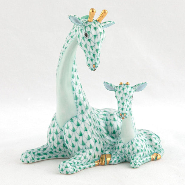 Herend Mother & Baby Giraffe Figurines Herend Green 