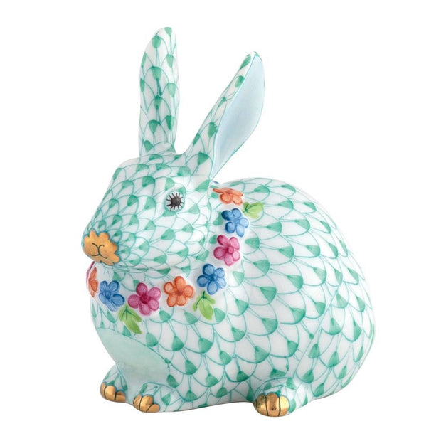 Herend Flower Bunny Figurine Figurines Herend Green 